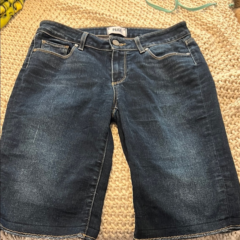 PAIGE Dark Blue Denim Shorts